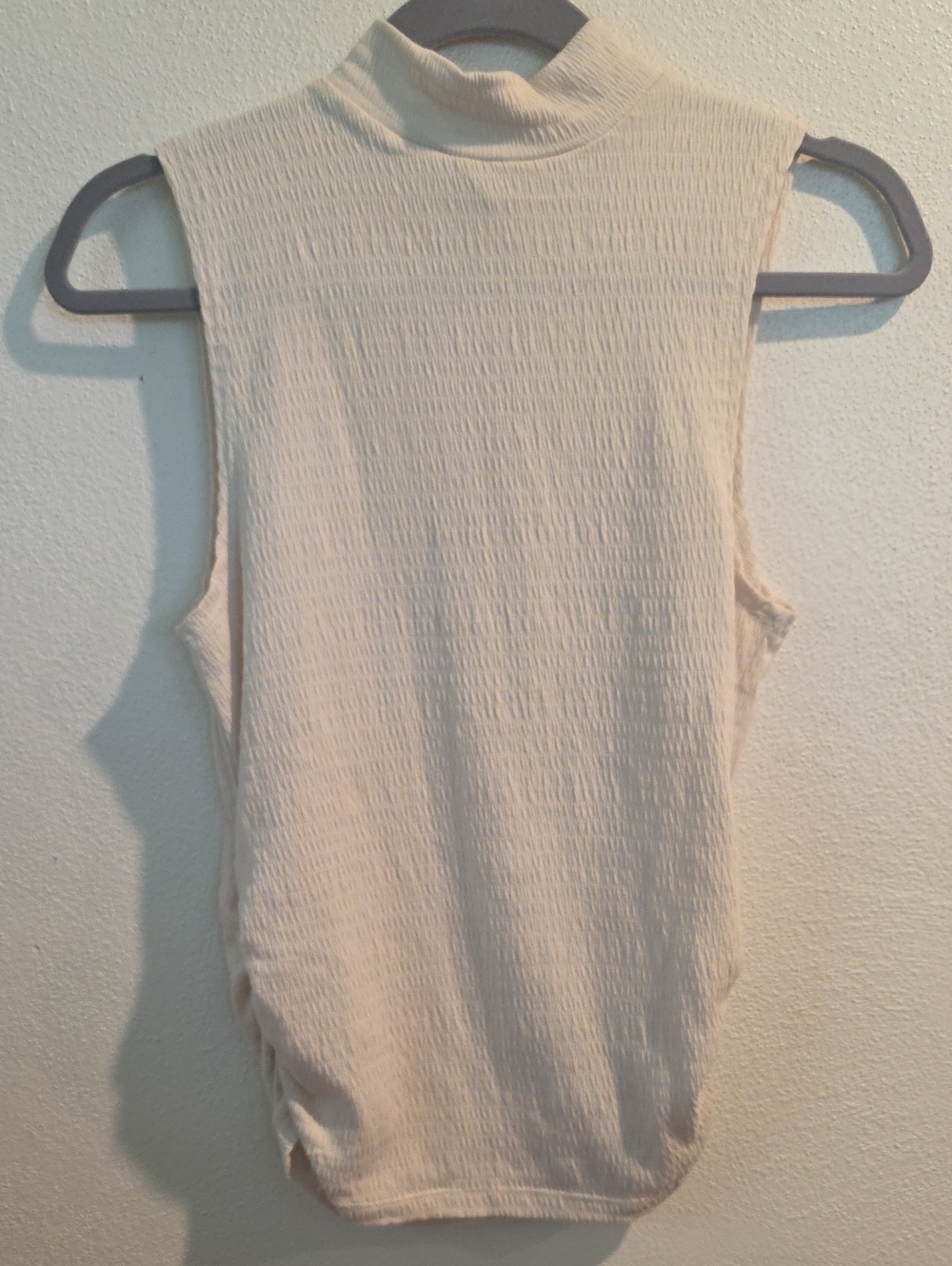 Willow & Root Textured Mock Neck Sleeveless Top Wide Side Ruching